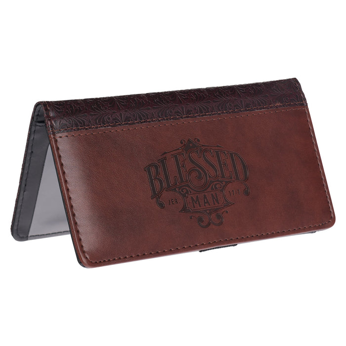 Checkbook Cover "Blessed Man" Two-tone Brown