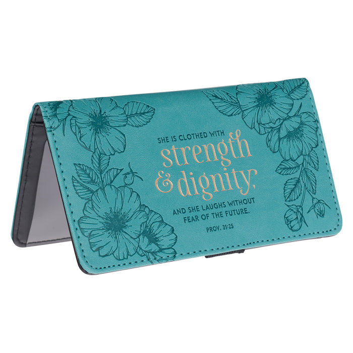 Checkbook Cover "Strength & Dignity" Teal