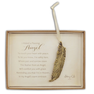MEMORIAL ORNAMENT PASSING ANGEL FEATHER