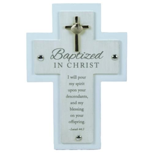 Baptism 7" Wall Cross "Baptized in Christ" Blue