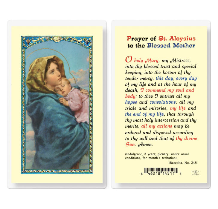 Prayer of St Aloysius (at the hour of my death) Holy Card