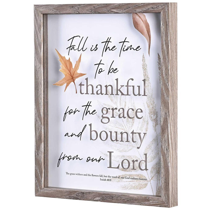 "Fall is the Time to be Thankful" on Glass in 11 x 14 Frame