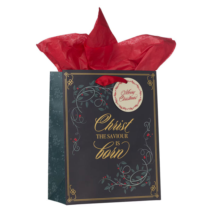 Gift Bag (M) Christ the Savior is Born Red Berry