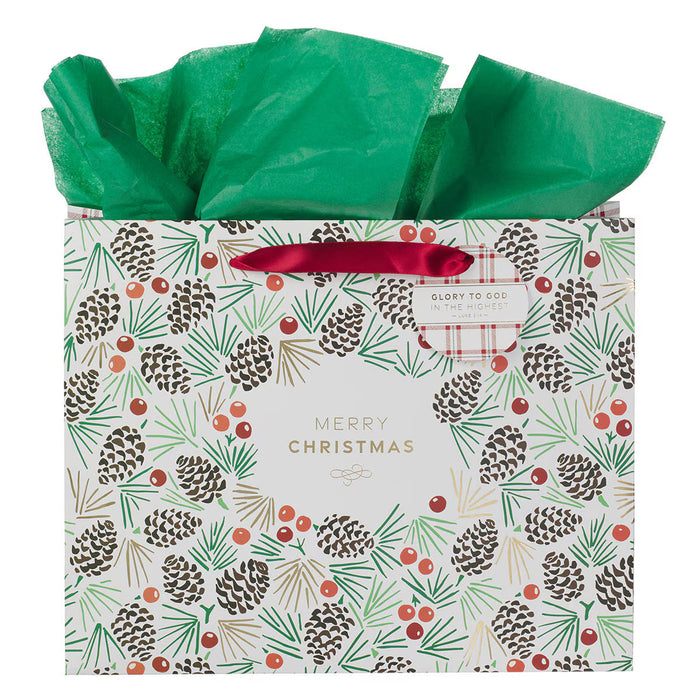 Gift Bag (L) Merry Christmas Pinecone