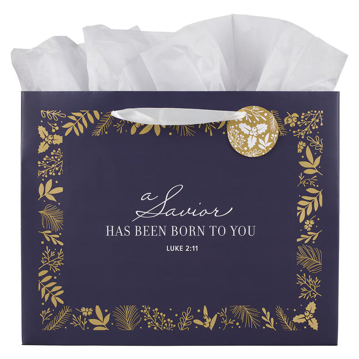 Gift Bag (L) A Savior is Born Blue