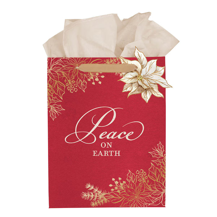 Gift Bag (L) Peace on Earth Cinnamom-Red