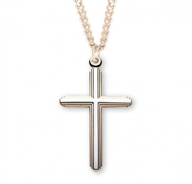 CROSS 1.7" TWO-TONE 16KT GOLD OVER STERLING ON 20" CHAIN