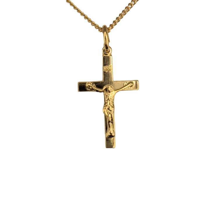 Latin Crucifix 16K Gold over Sterling on 18" Chain