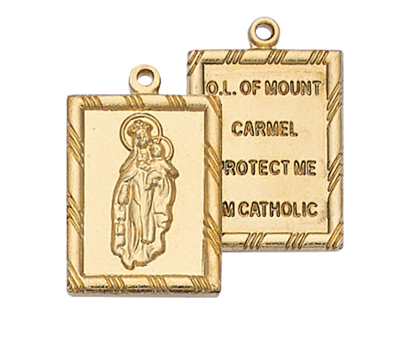 Scapular Medal Gold Over Sterling Silver on 18" Chain