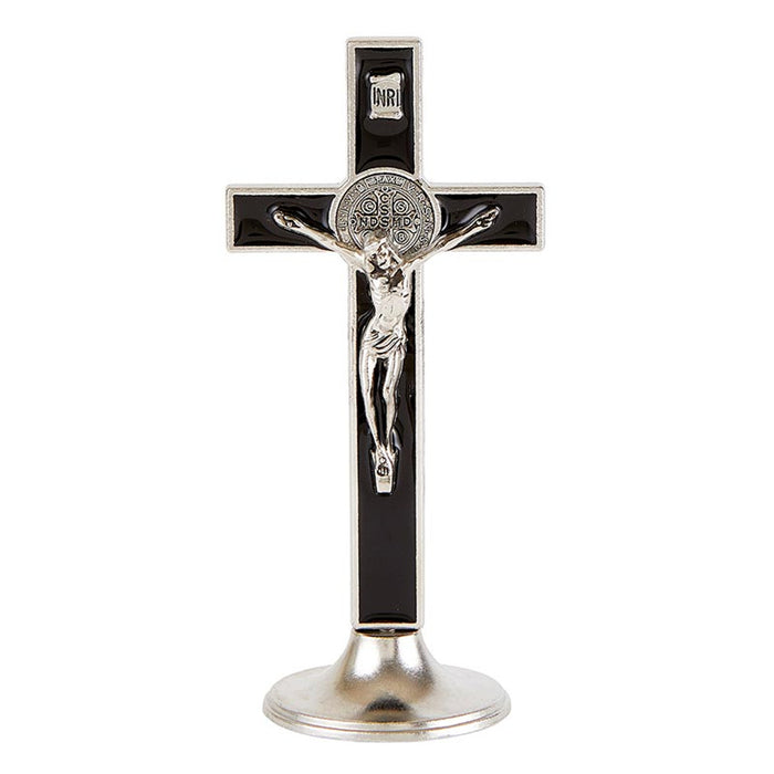 Standing Crucifix Saint Benedict Black Enamel