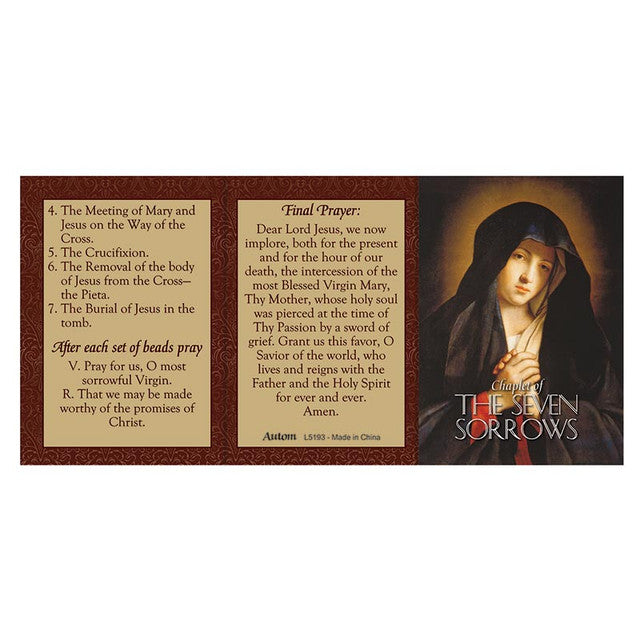 Seven Sorrows Chaplet with Prayer Card