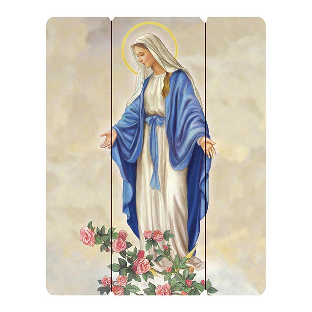 Our Lady of Grace Wood Pallet Wall Plaque