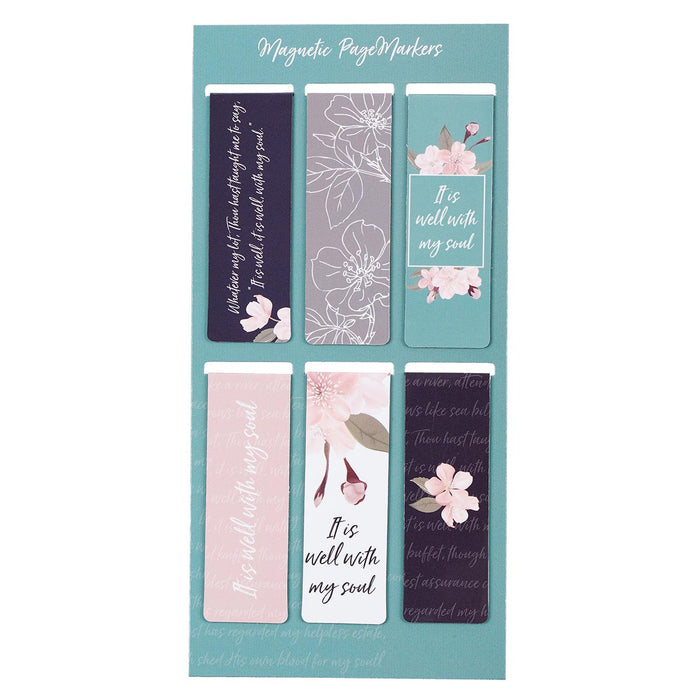 Magnetic Bookmark Set It Is Well Blue Floral