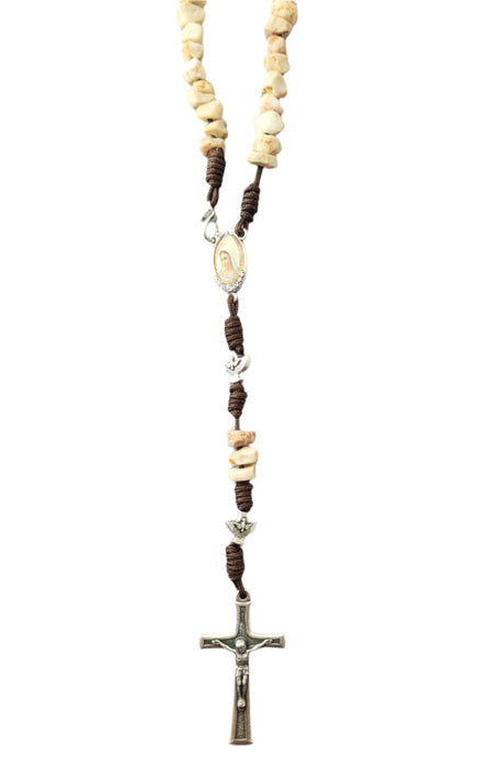 Rosary Medjugorje Stone Beads From Apparition Hill Brown Cord