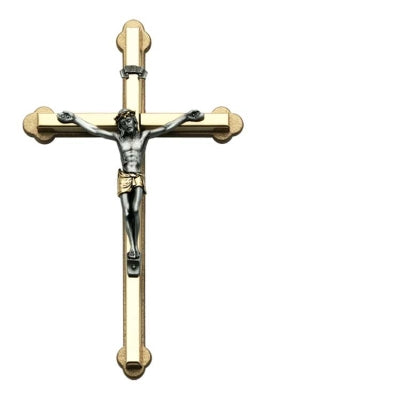 WALL CRUCIFIX 6" TWO TONE METAL