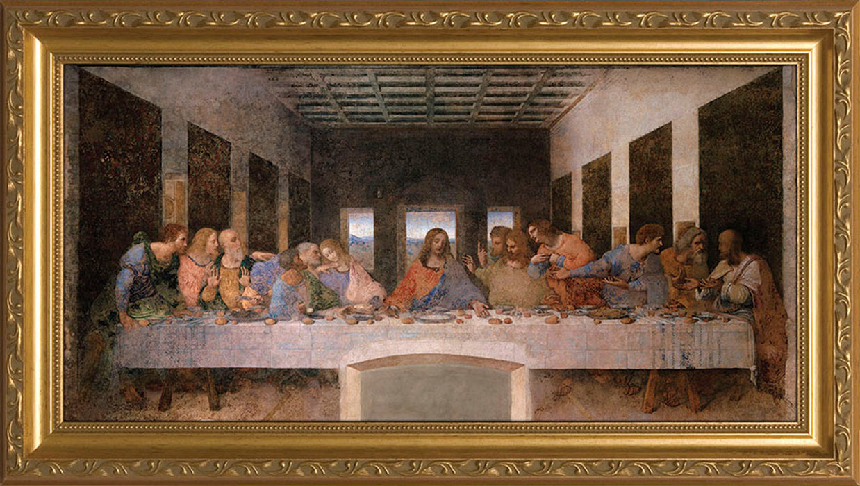 Last Supper by Da Vinci Standard Gold Framed Art 8" x 16"
