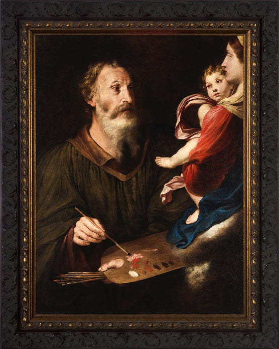 St Luke Painting the Virgin by Simone Cantarini Ornate Dark Framed Art 8" x 10"