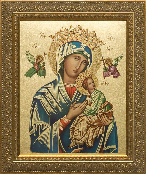 Our Lady of Perpetual Help (Gold) Framed Art 8" x 10"