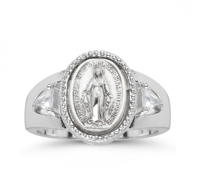 Ring Sterling Silver and CZ Framed Miraculous Size 5