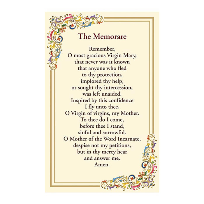 Memorare Prayer Florentine Holy Card