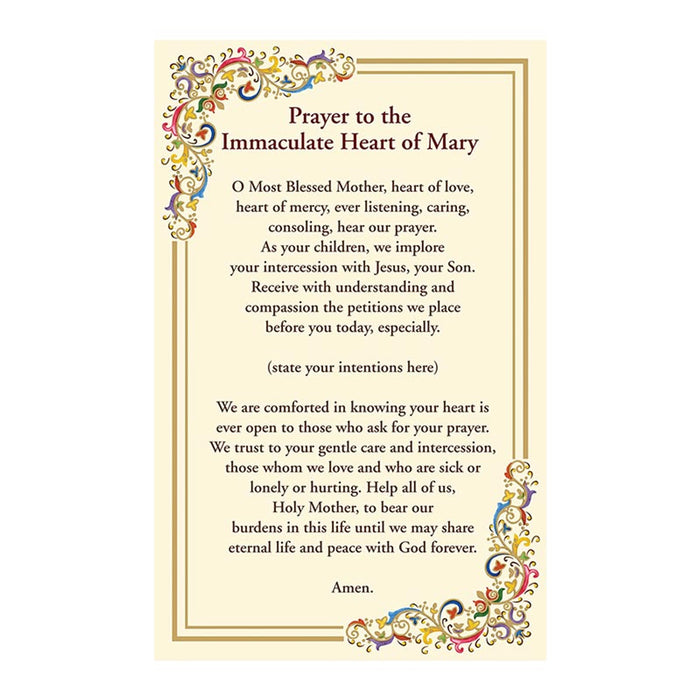 Immaculate Heart Devotion Florentine Holy Card