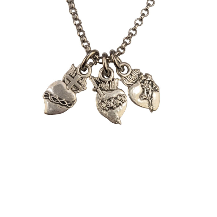 Three Hearts J.M.J Sterling Silver on 18" Chain