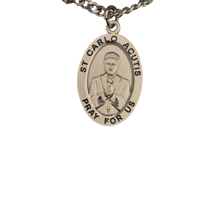 St Carlo Acutis Sterling Silver Medal on 24" Chain