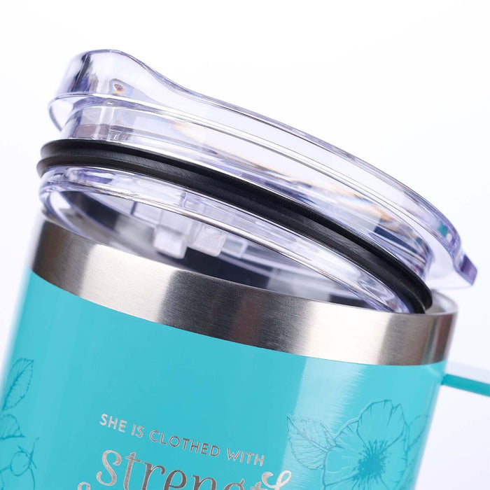 Travel Mug with Handle Strength & Dignity Blue