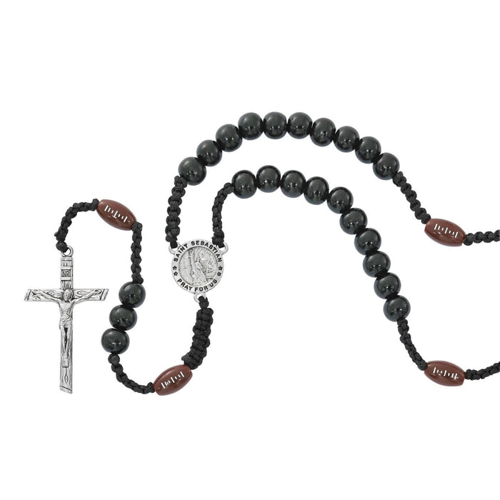 ROSARY - FOOTBALL ST. SEBASTIAN - BLACK CORDED