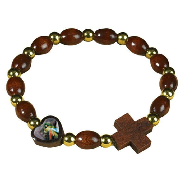 BRACELET - DIVINE MERCY IN HEART - WOOD