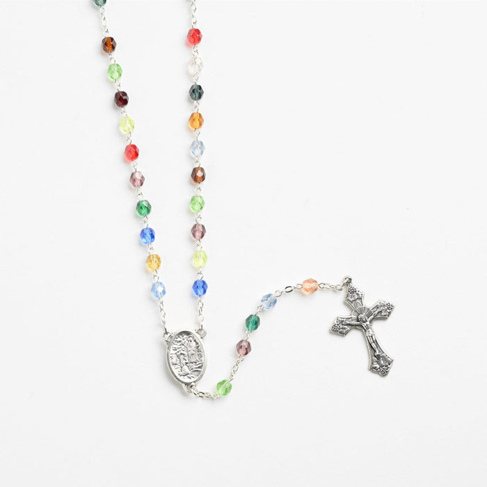 Rosary Multicolor Crystal and Our Lady of Lourdes Relic