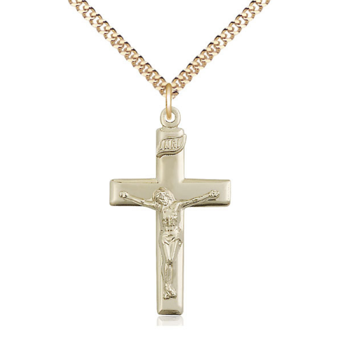 Crucifix 14kt Gold Filled Plain Style on 24" Chain