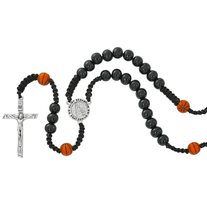 ROSARY - BASKETBALL ST. SEBASTIAN - BLACK CORDED