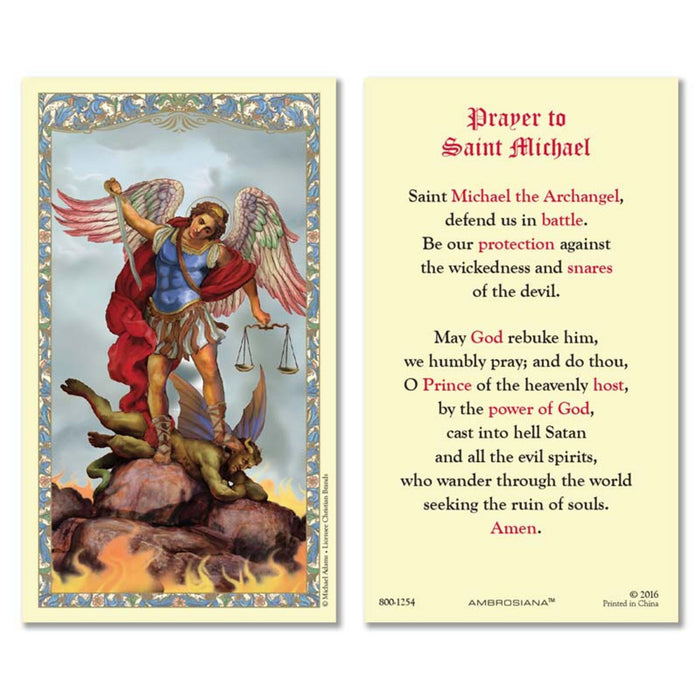 ST MICHAEL DEFEND US IN BATTLE RENI IMAGE HOLY CARD