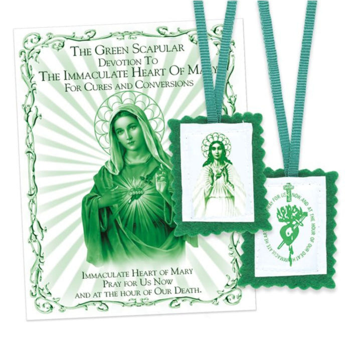 SCAPULAR - GREEN - NO PLASTIC COVER