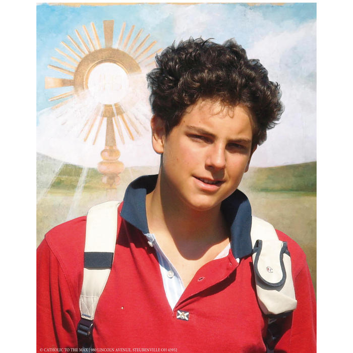 St. Carlo Acutis with the Eucharist Sleeved 8 X 10 Print