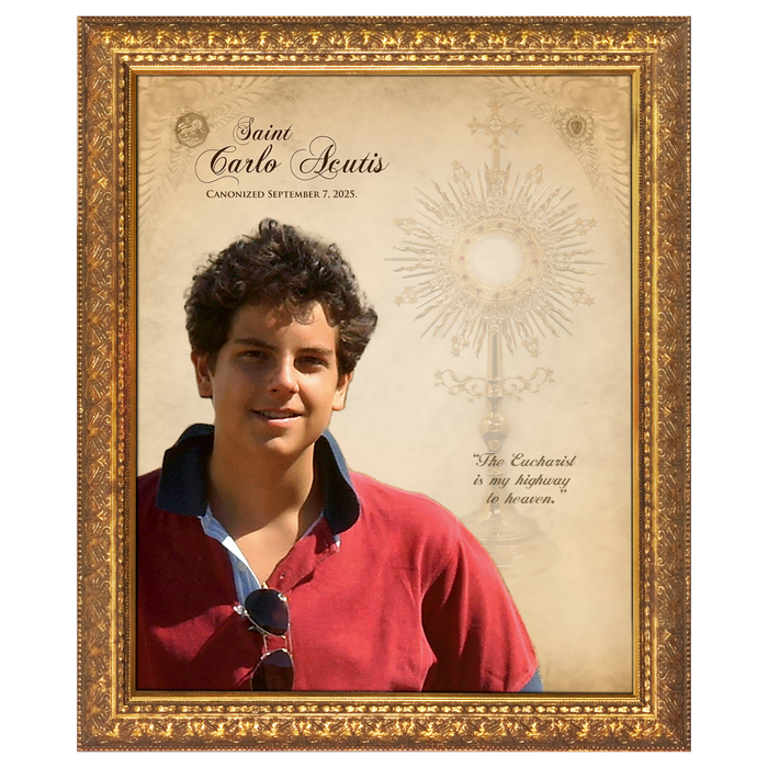 St. Carlo Acutis with Canonization Date Framed Art 5 X 7