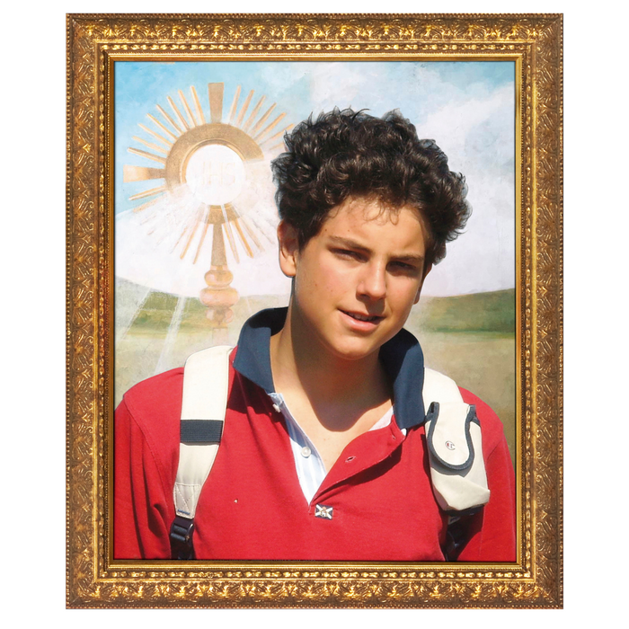 St. Carlo Acutiswith the Eucharist Framed Art 5 X 7