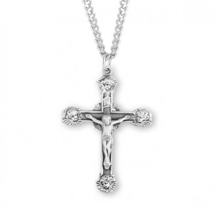 CRUCIFIX - SS - ANGEL TIPS - 1.75" - 24" CHAIN