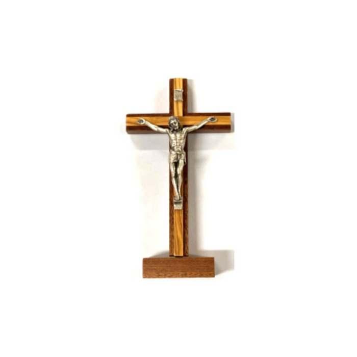 Standing Crucifix Olive Wood Inlay
