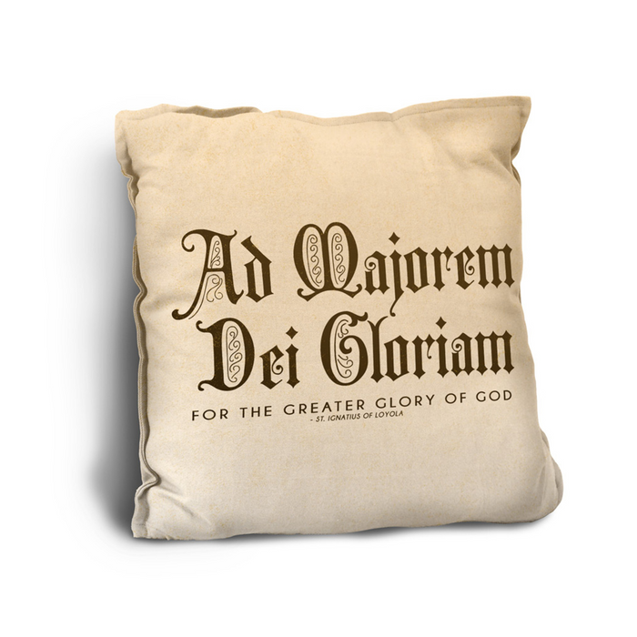 AMDG Rustic Pillow St Ignatius of Loyola