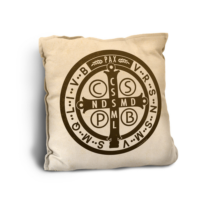 Benedictine Medal Rustic Pillow