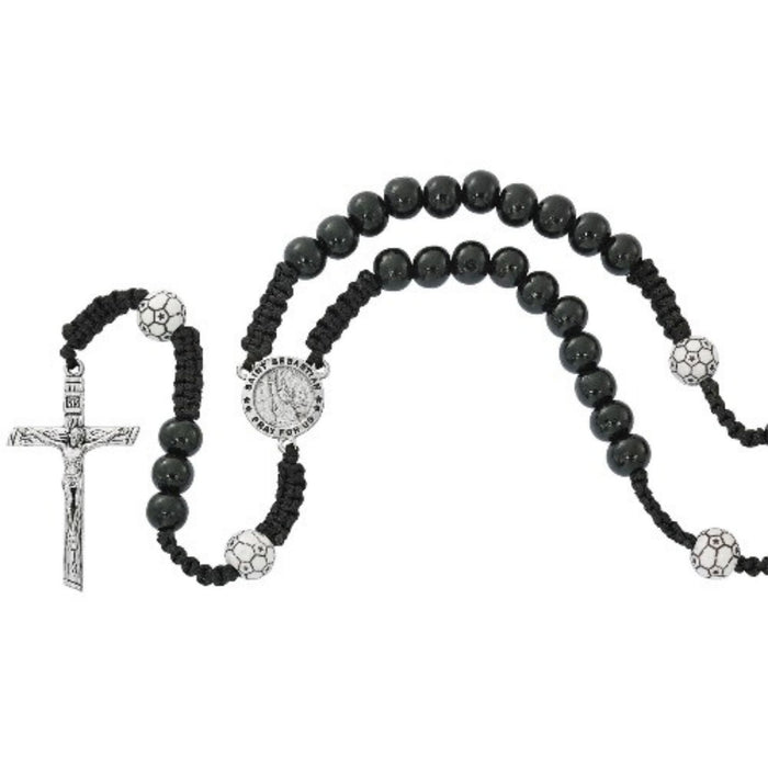 ROSARY - SOCCER ST. SEBASTIAN - BLACK CORDED