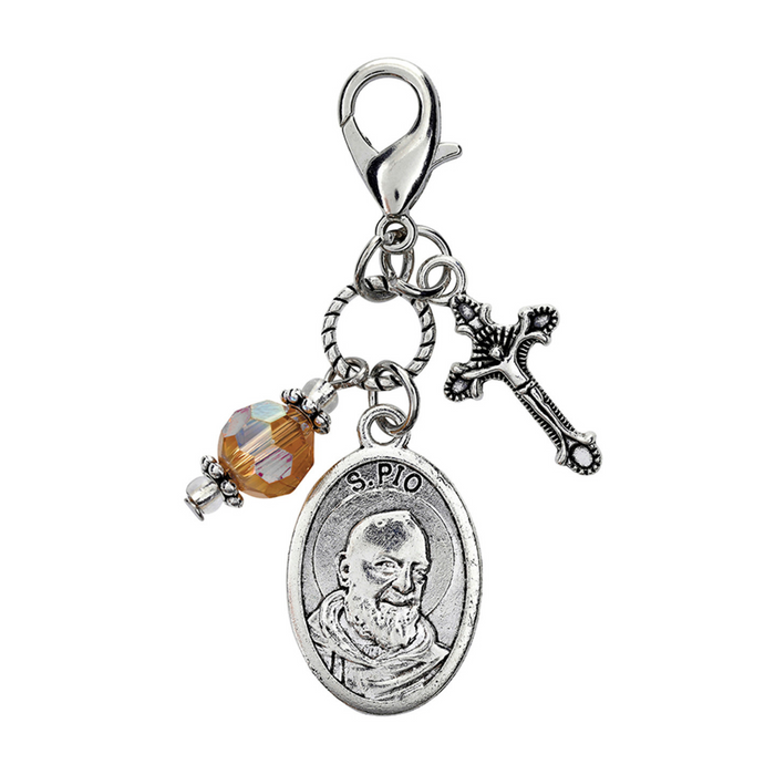 St Pio Medal Charm with Clip