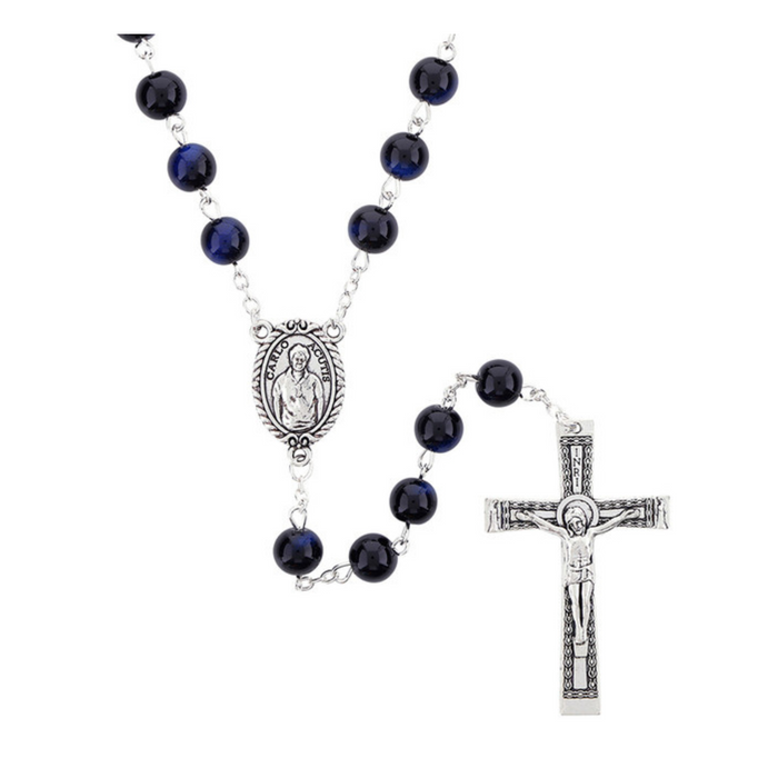St Carlo Acutis Blue Imitation Agate Rosary