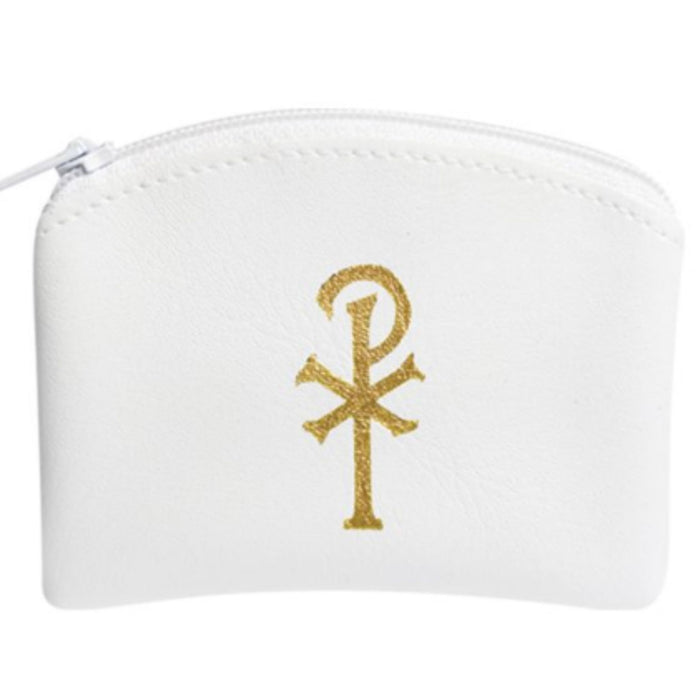 ROSARY CASE - WHITE WITH ZIPPER - 2.5" X 3"