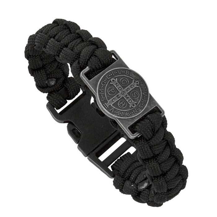 St Benedict Bracelet Black Paracord