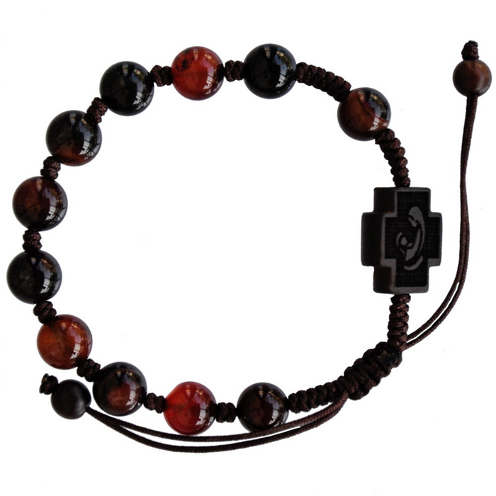 ROSARY BRACELET - 8MM AGATE & JUJUBE - CORDED