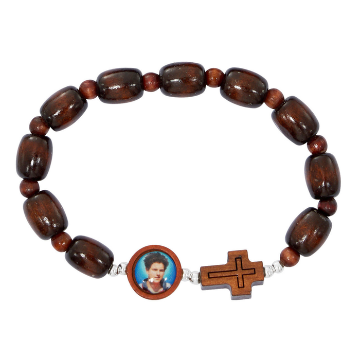 St Carlo Acutis Brown Wood Bead Bracelet