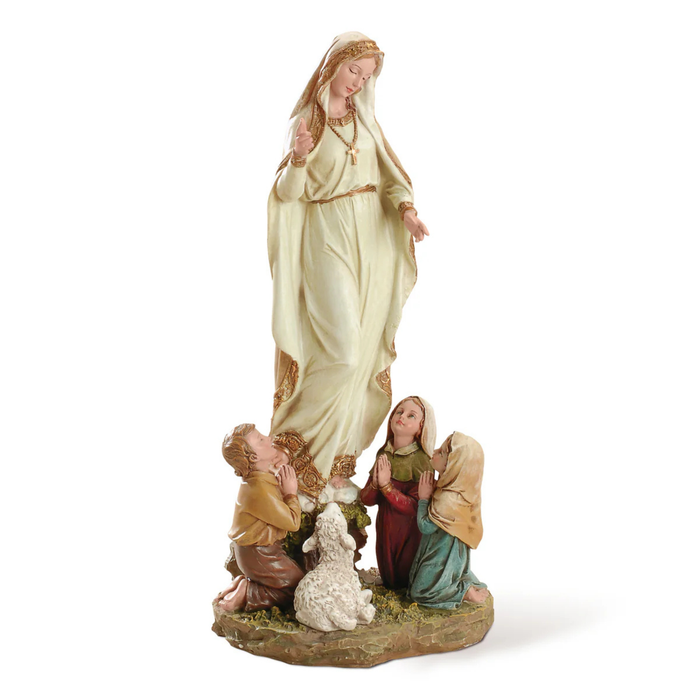 Our Lady of Fatima with Children Statue 12" High